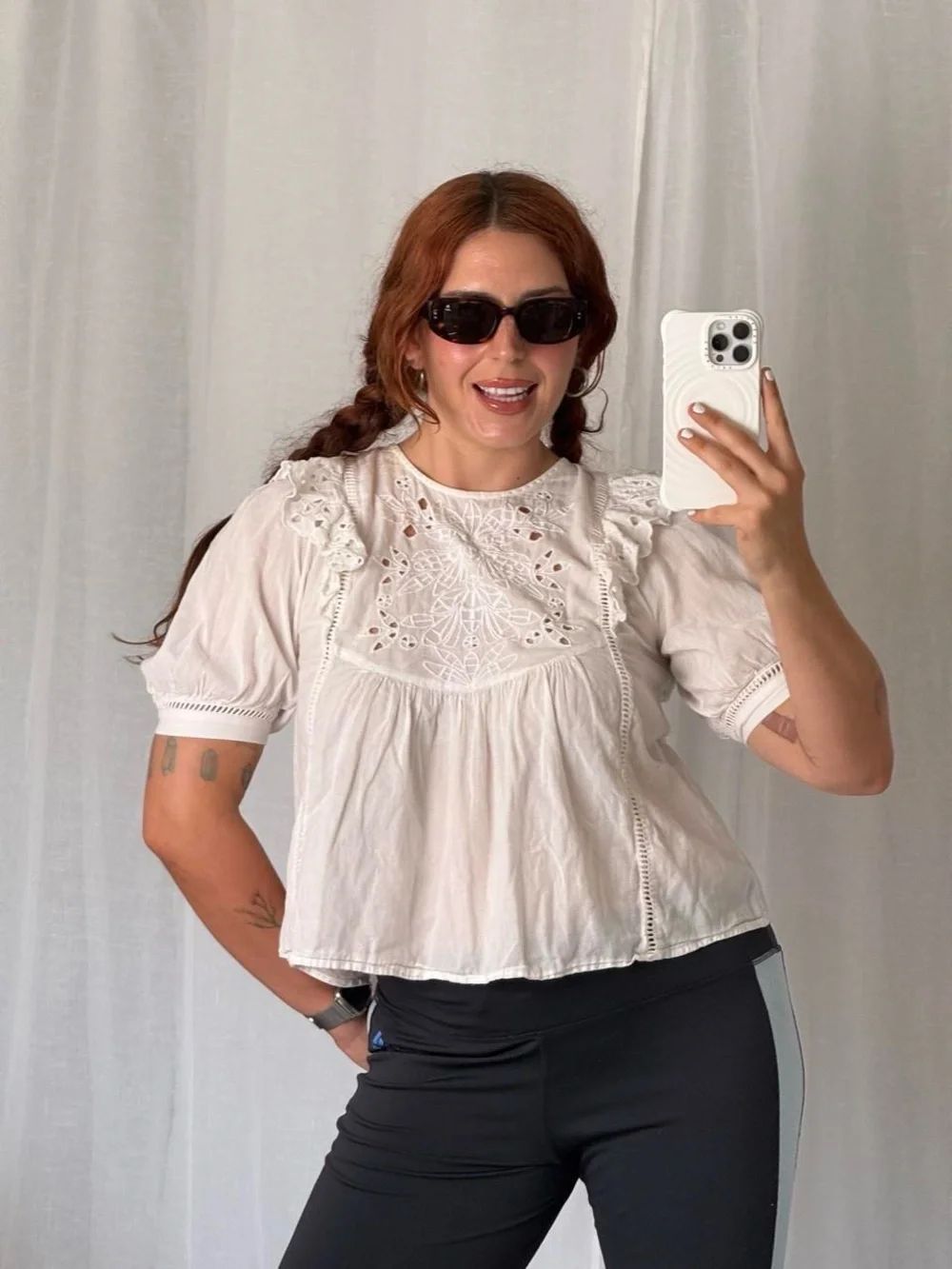 romantic white eyelet babydoll blouse ♡
